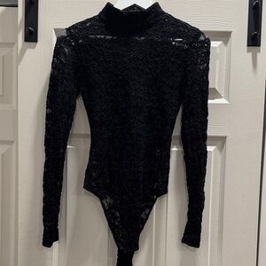 Bardot Black Lace Long Sleeve Bodysuit NWOT
